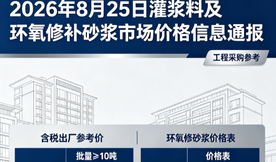 大朗镇2026年8月25日灌浆料及环氧修补砂浆市场价格信息通报